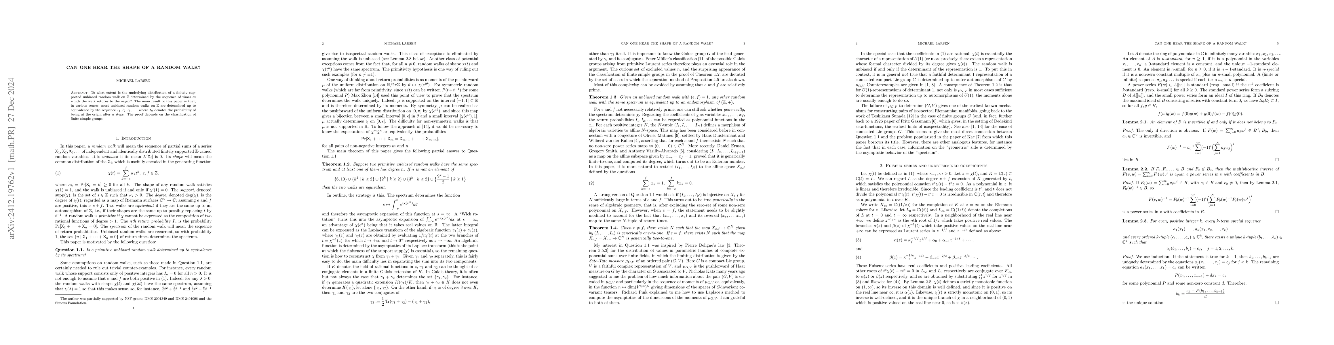 Thumbnail for Can one hear the shape of a random walk?