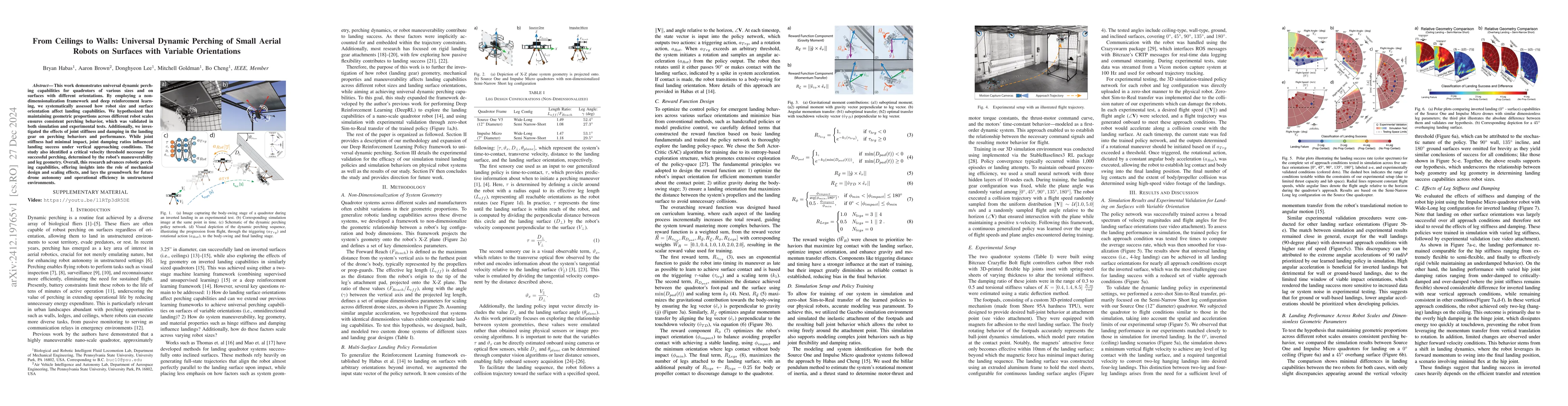 Thumbnail for From Ceilings to Walls: Universal Dynamic Perching of Small Aerial
  Robots on Surfaces with Variable Orientations