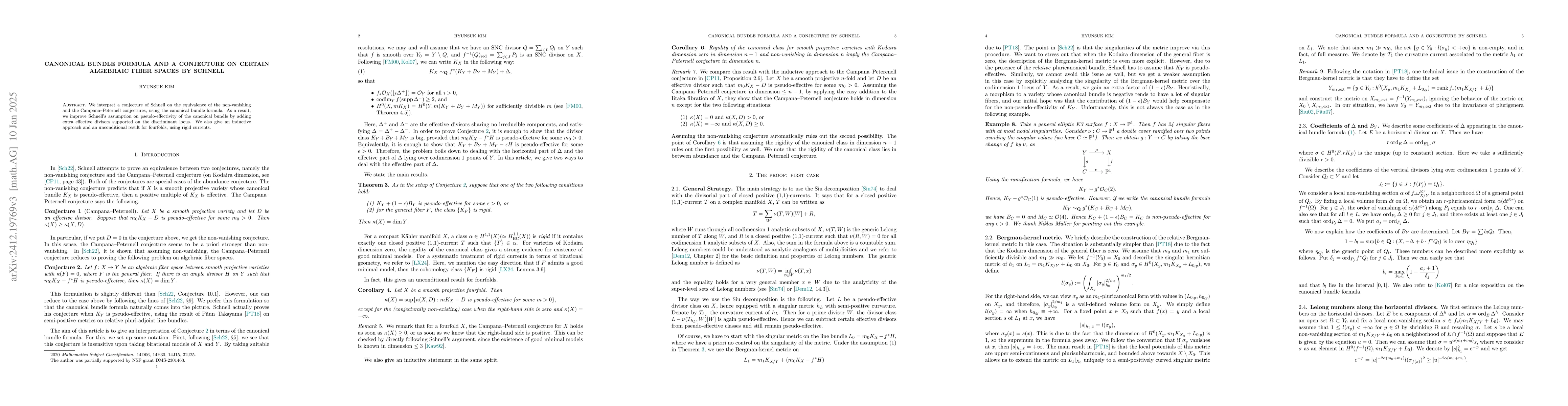 Thumbnail for Canonical bundle formula and a conjecture on certain algebraic fiber
  spaces by Schnell