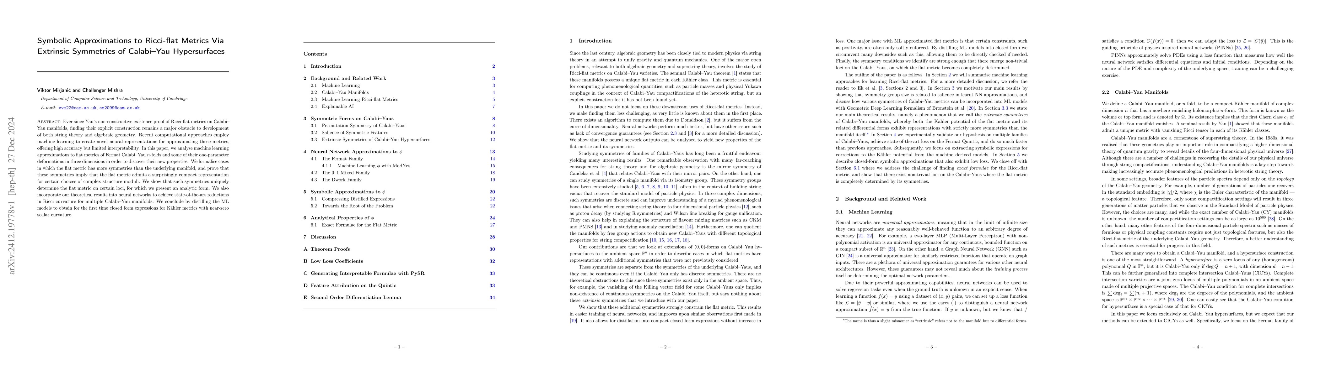 Thumbnail for Symbolic Approximations to Ricci-flat Metrics Via Extrinsic Symmetries
  of Calabi-Yau Hypersurfaces