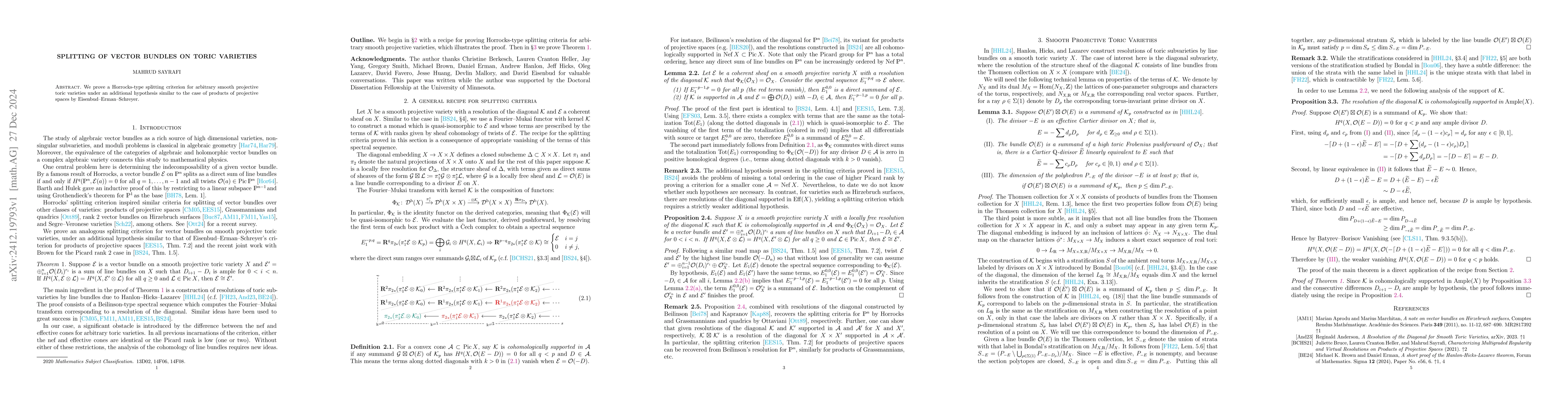 Thumbnail for Splitting of Vector Bundles on Toric Varieties