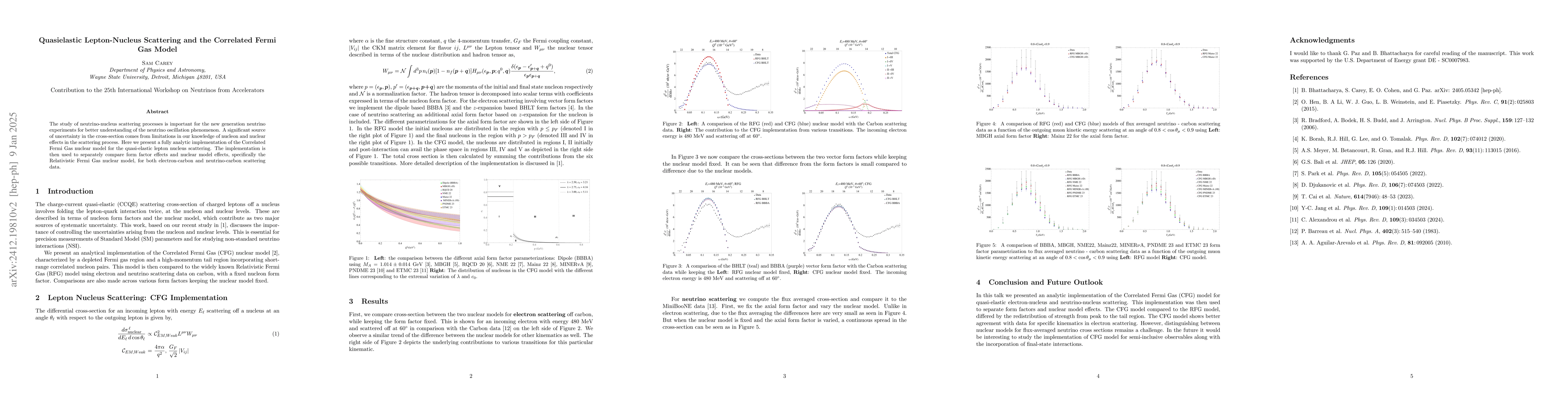 Thumbnail for Quasielastic Lepton-Nucleus Scattering and the Correlated Fermi Gas
  Model