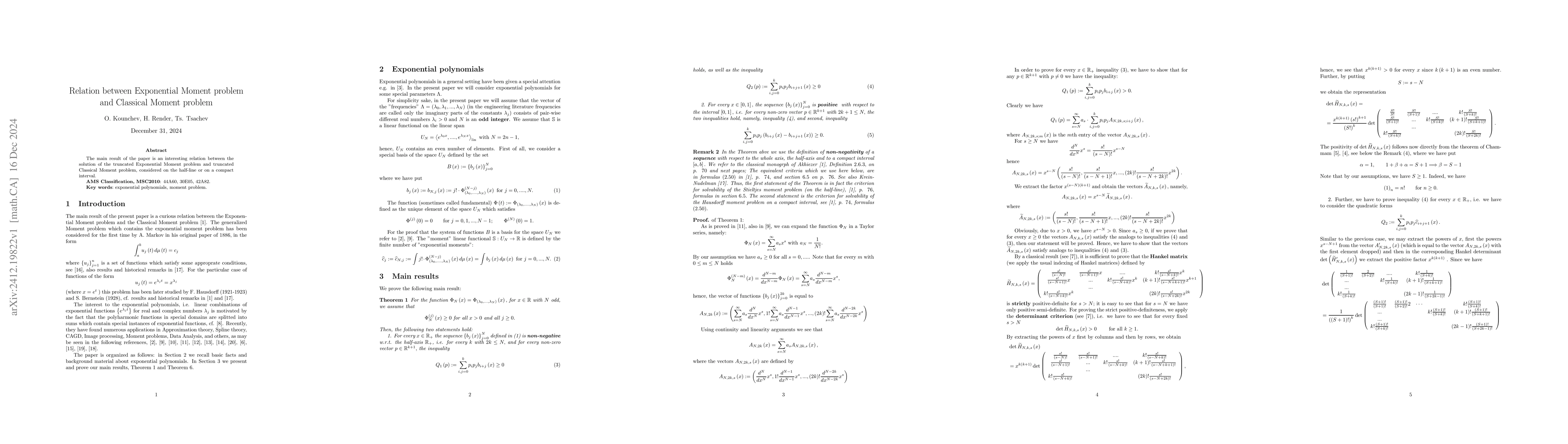 Thumbnail for Relation between Exponential Moment problem and Classical Moment problem