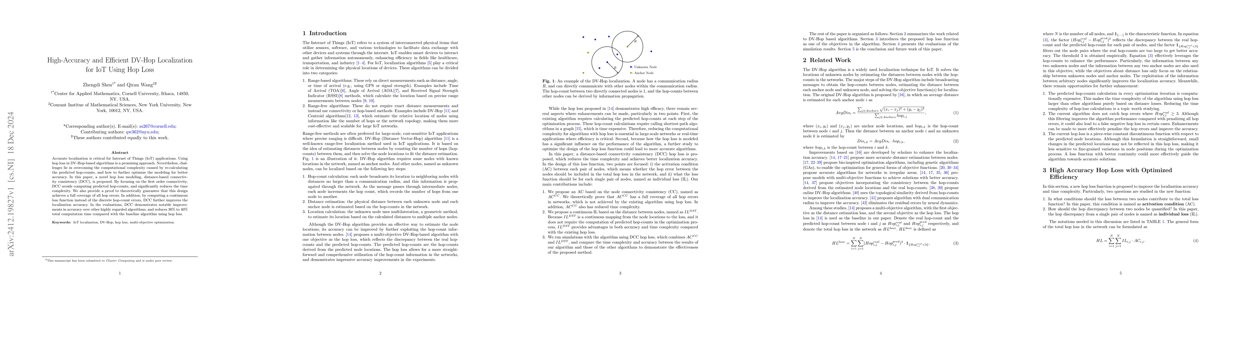 Thumbnail for High-Accuracy and Efficient DV-Hop Localization for IoT Using Hop Loss