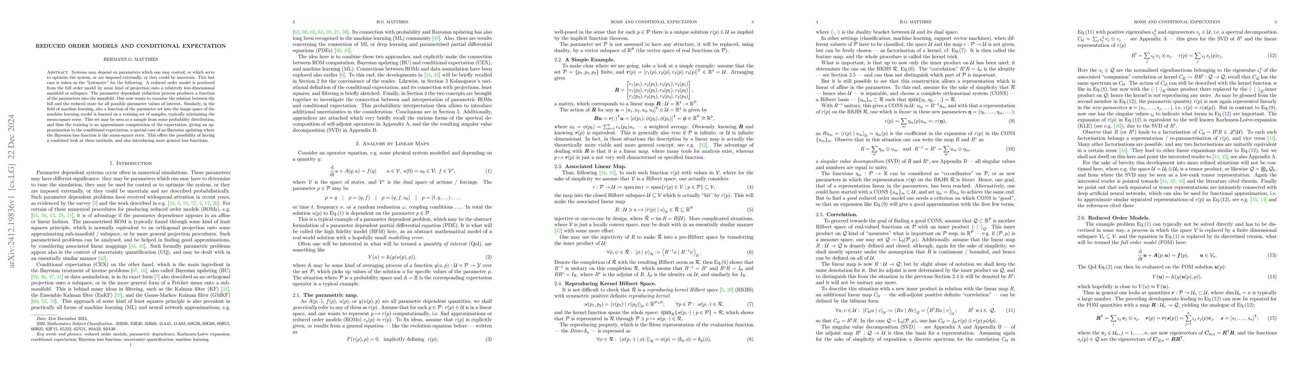 Thumbnail for Reduced Order Models and Conditional Expectation