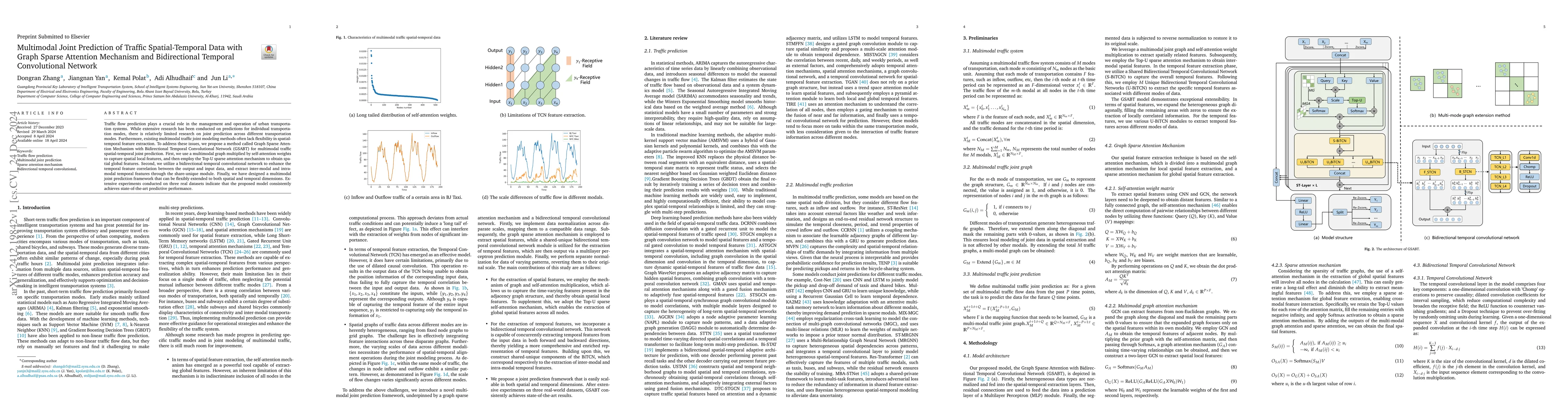Thumbnail for Multimodal joint prediction of traffic spatial-temporal data with graph
  sparse attention mechanism and bidirectional temporal convolutional network