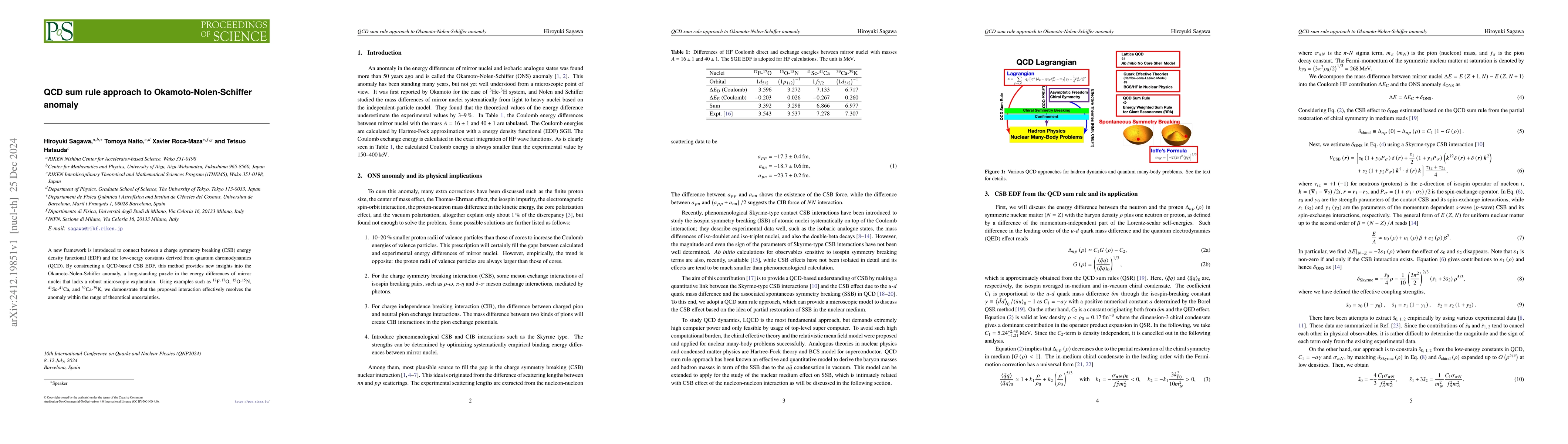 Thumbnail for QCD sum rule approach to Okamoto-Nolen-Schiffer anomaly