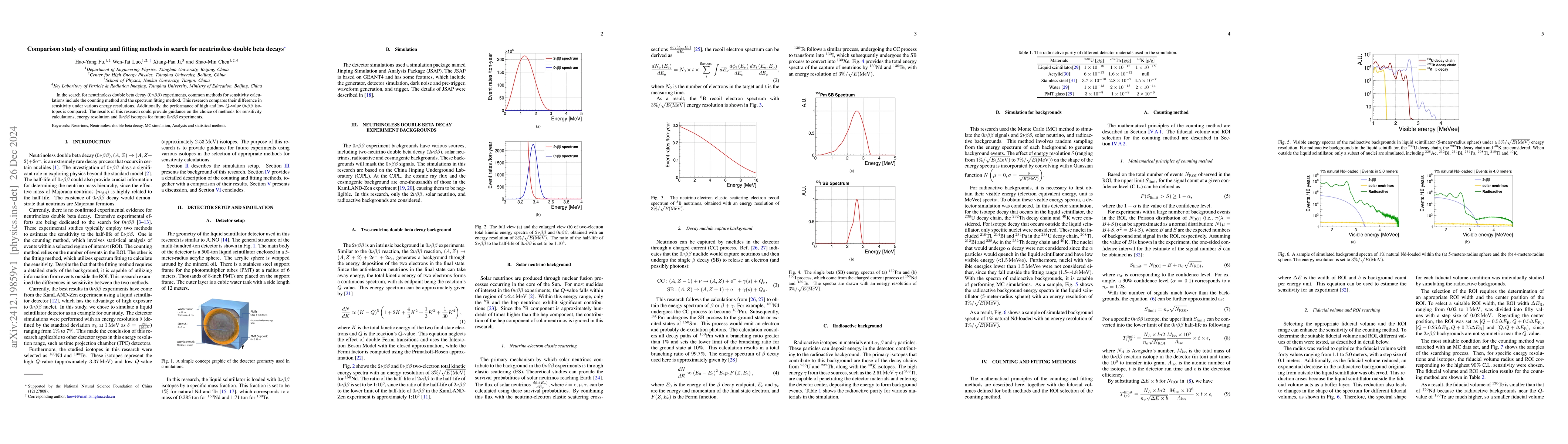 Thumbnail for Comparison study of counting and fitting methods in search for
  neutrinoless double beta decays