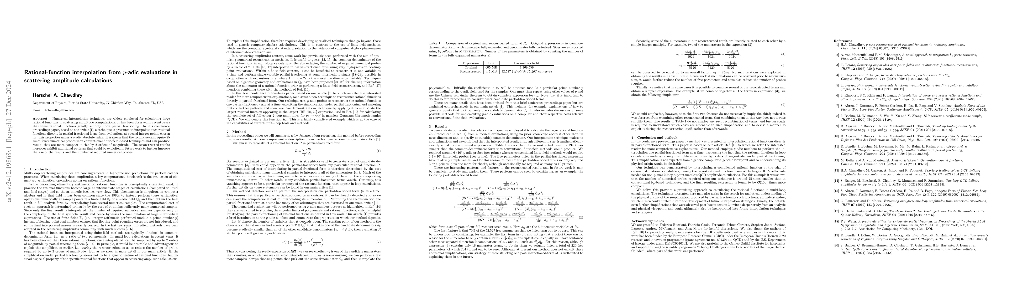 Thumbnail for Rational-function interpolation from p-adic evaluations in scattering
  amplitude calculations