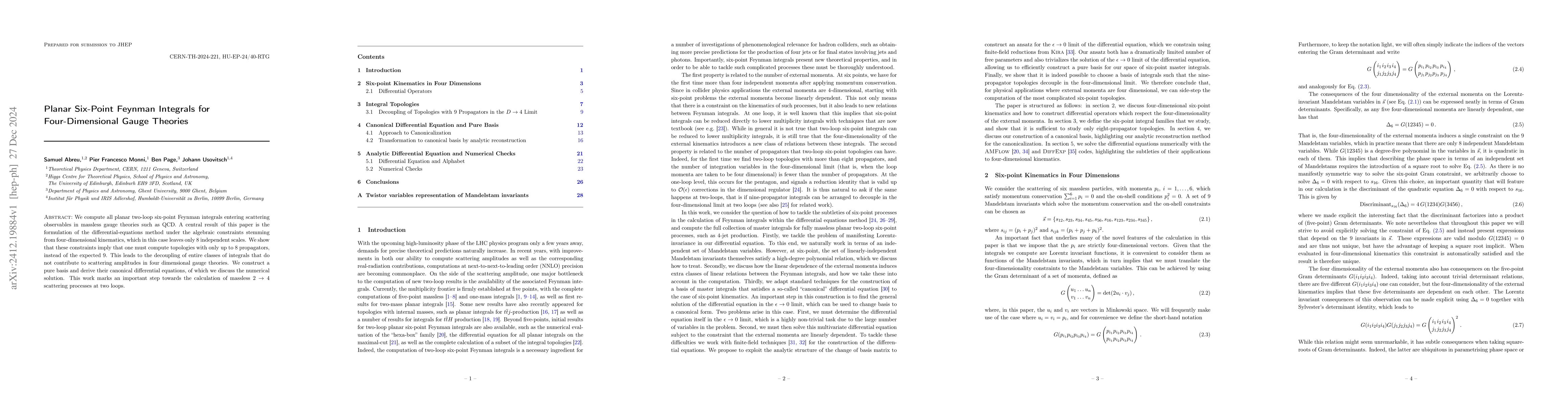 Thumbnail for Planar Six-Point Feynman Integrals for Four-Dimensional Gauge Theories