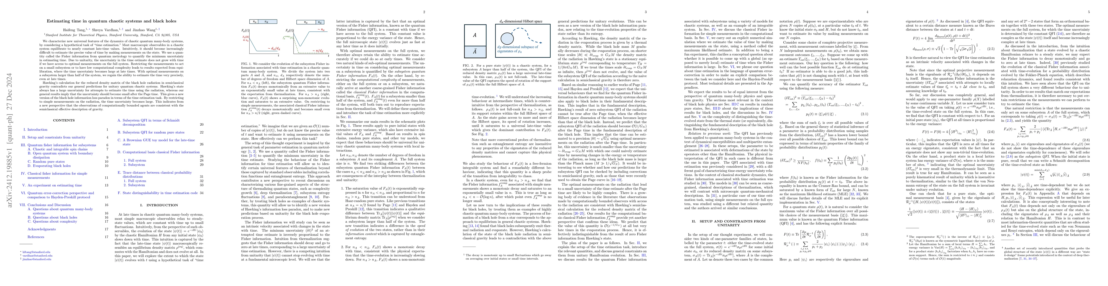Thumbnail for Estimating time in quantum chaotic systems and black holes