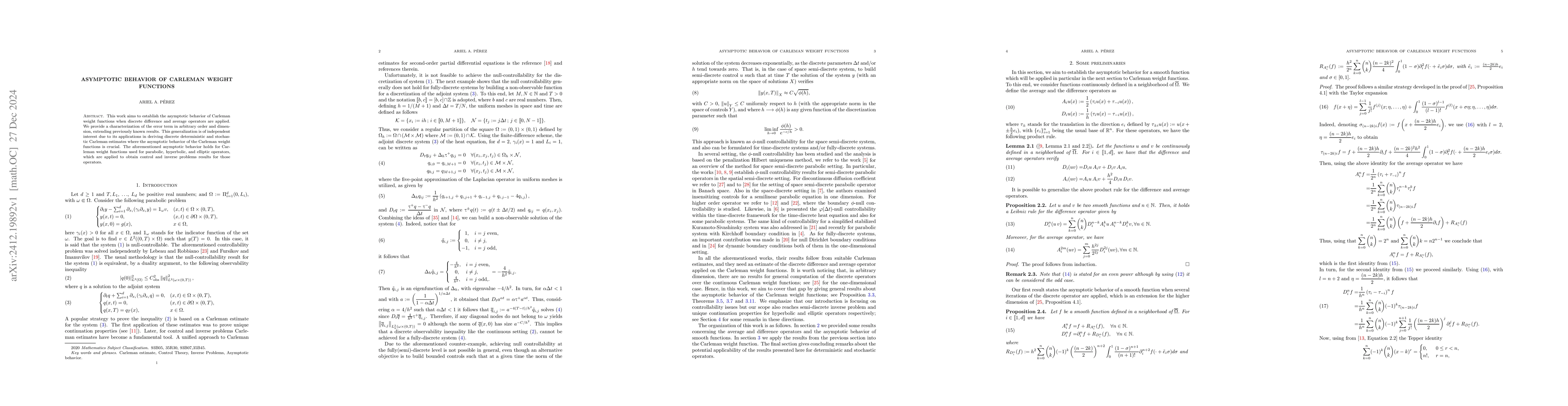 Thumbnail for Asymptotic behavior of Carleman weight functions