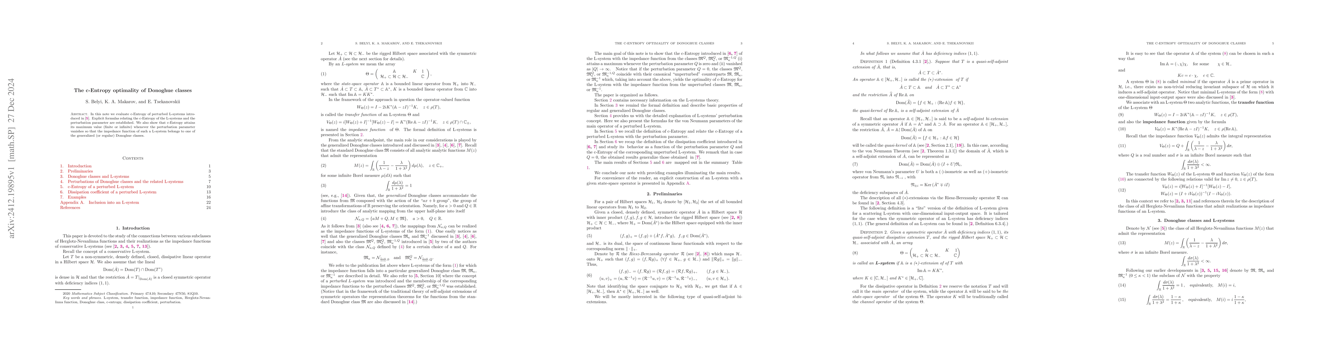 Thumbnail for The c-Entropy optimality of Donoghue classes