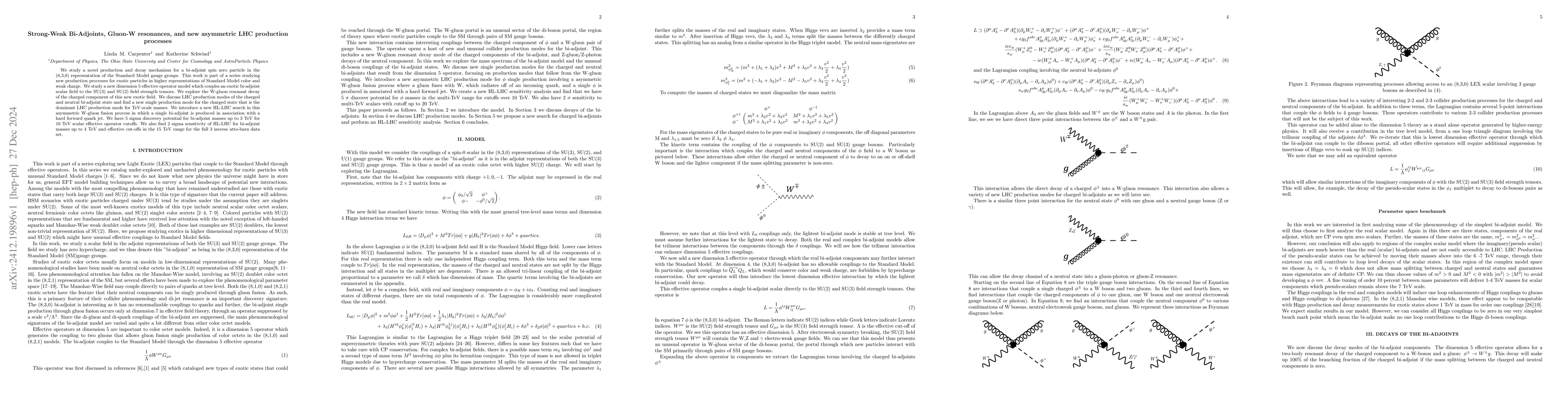 Thumbnail for Strong-Weak Bi-Adjoints, Gluon-W resonances, and new asymmetric LHC
  production processes