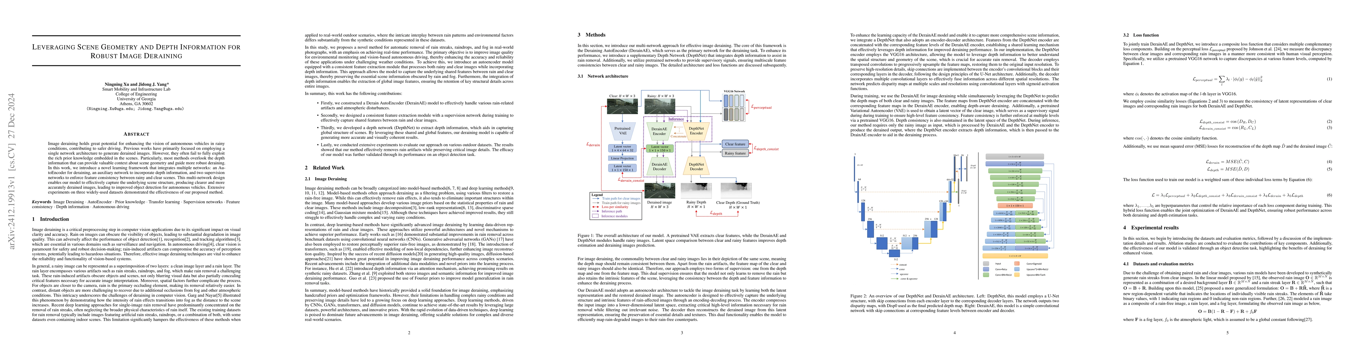 Thumbnail for Leveraging Scene Geometry and Depth Information for Robust Image
  Deraining
