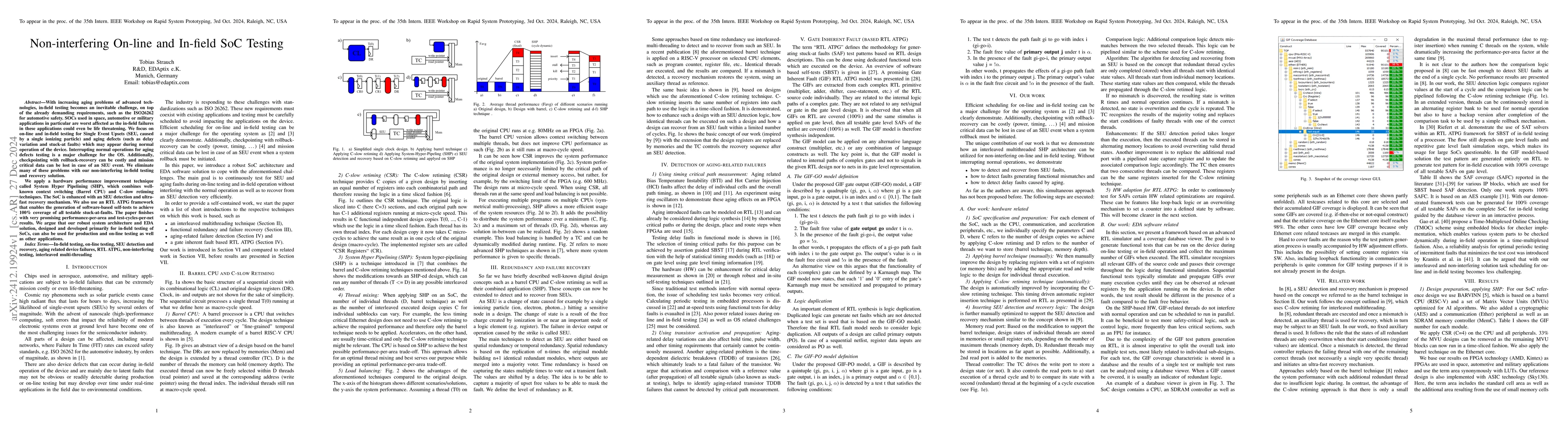 Thumbnail for Non-interfering On-line and In-field SoC Testing