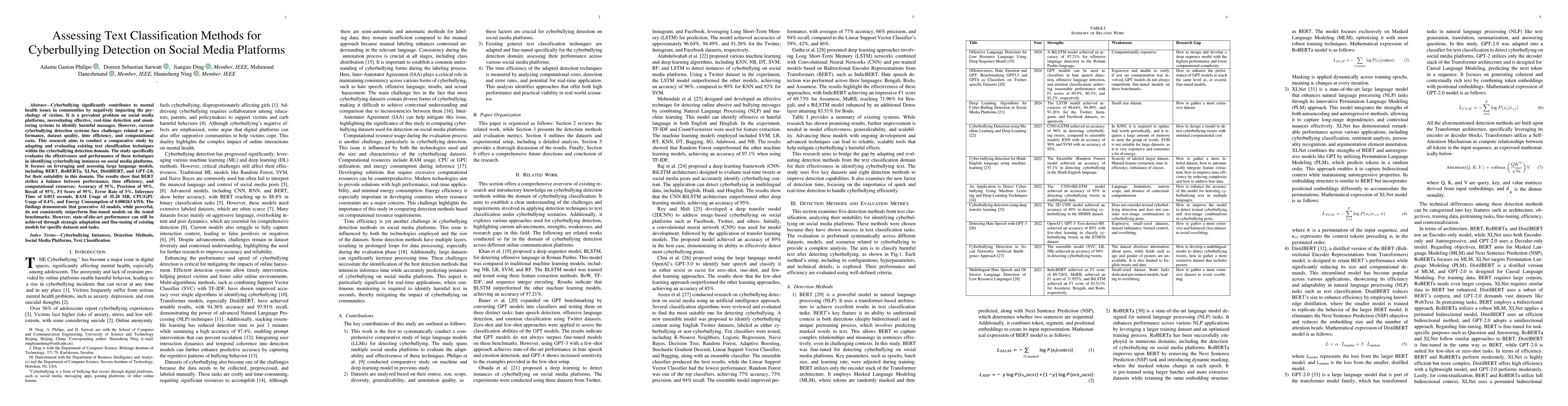 Thumbnail for Assessing Text Classification Methods for Cyberbullying Detection on
  Social Media Platforms