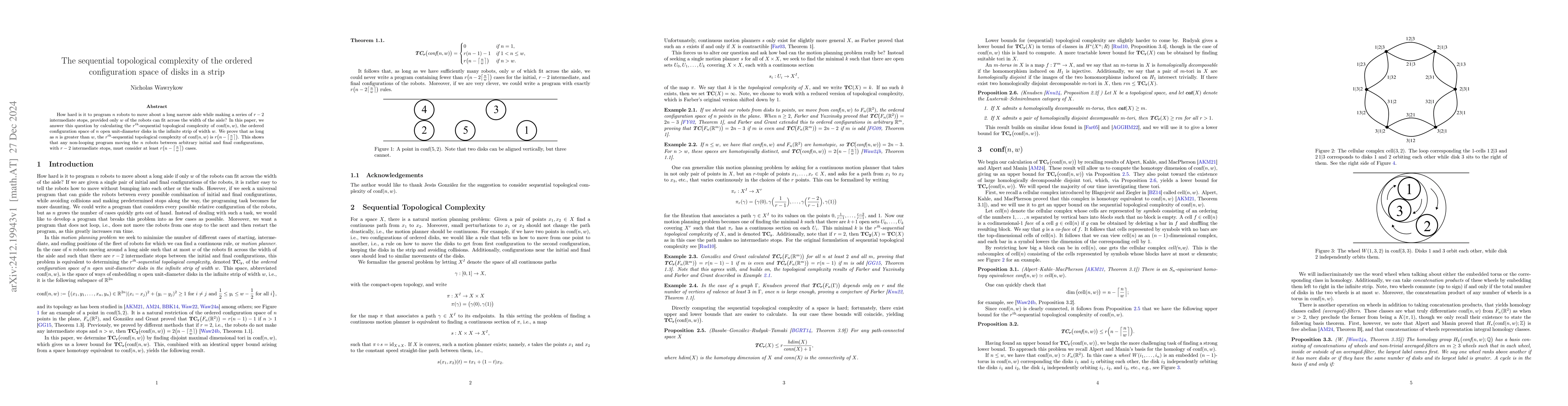 Thumbnail for The sequential topological complexity of the ordered configuration space
  of disks in a strip