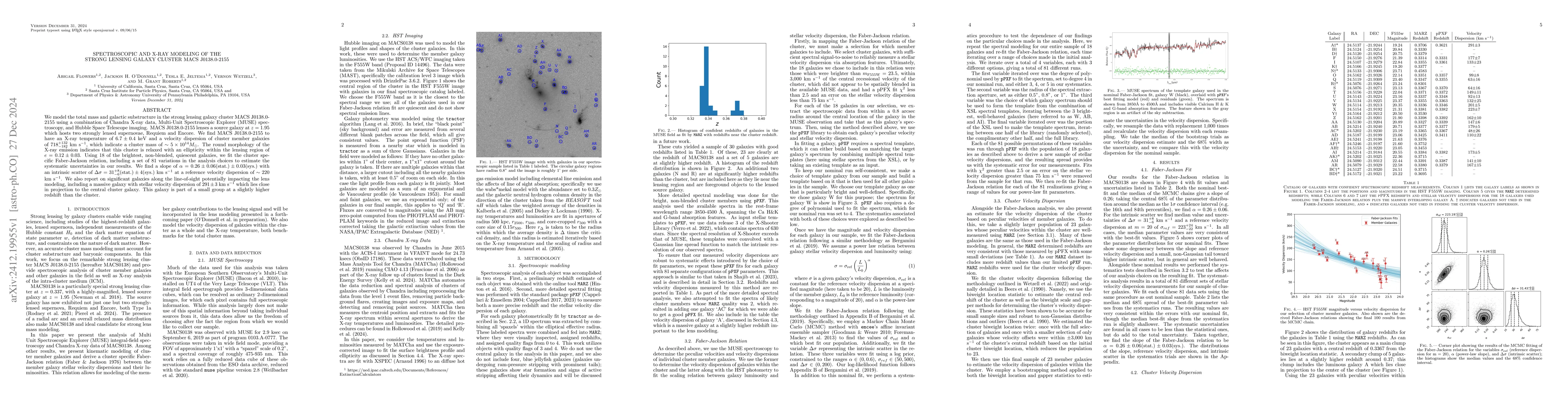 Thumbnail for Spectroscopic and X-ray Modeling of the Strong Lensing Galaxy Cluster
  MACS J0138.0-2155