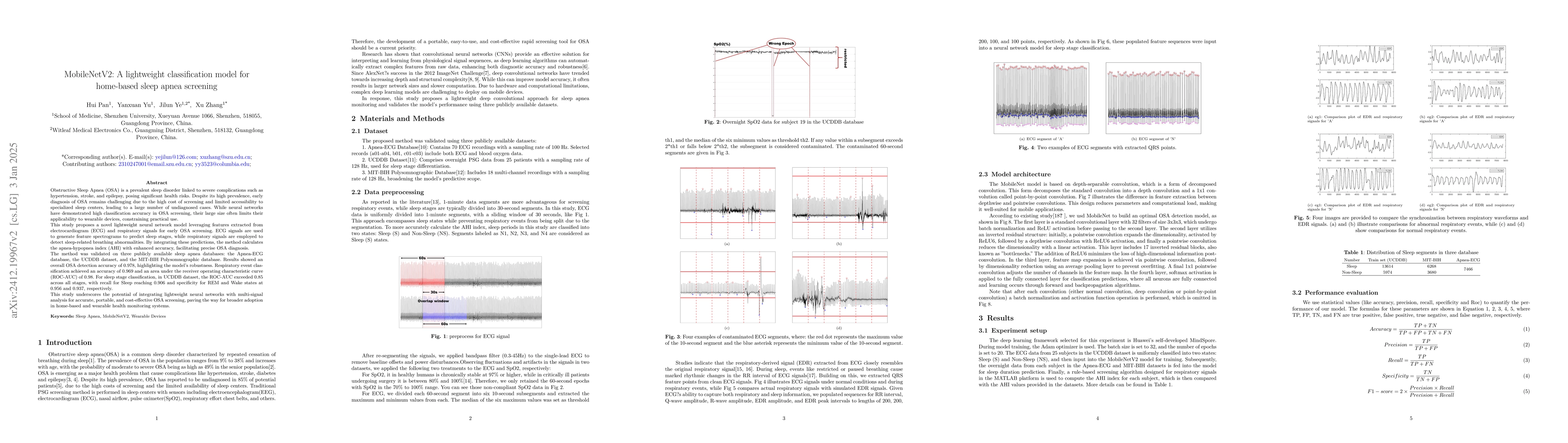 Thumbnail for MobileNetV2: A lightweight classification model for home-based sleep
  apnea screening