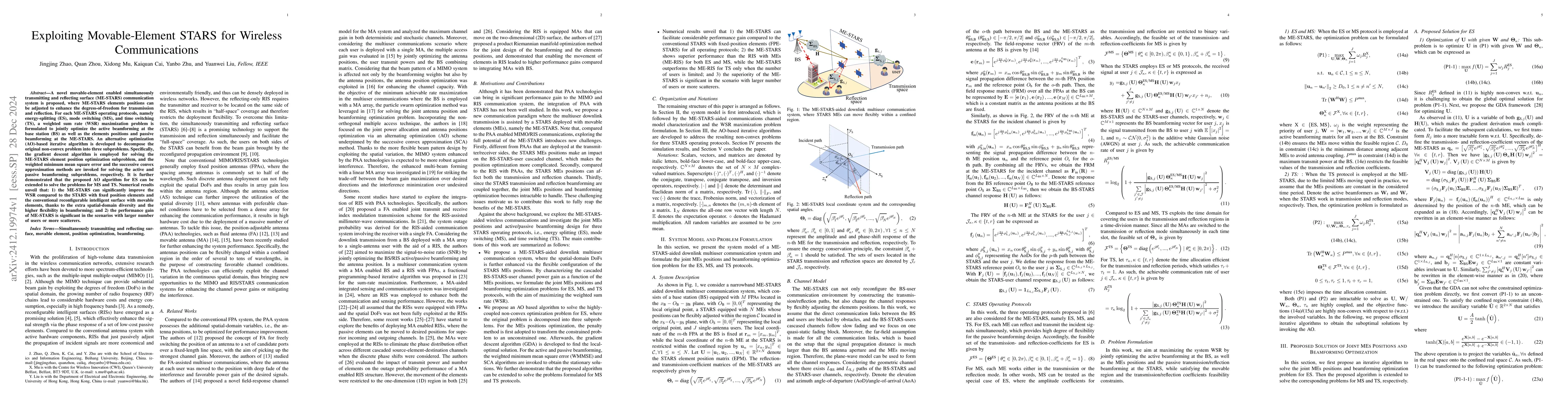 Thumbnail for Exploiting Movable-Element STARS for Wireless Communications