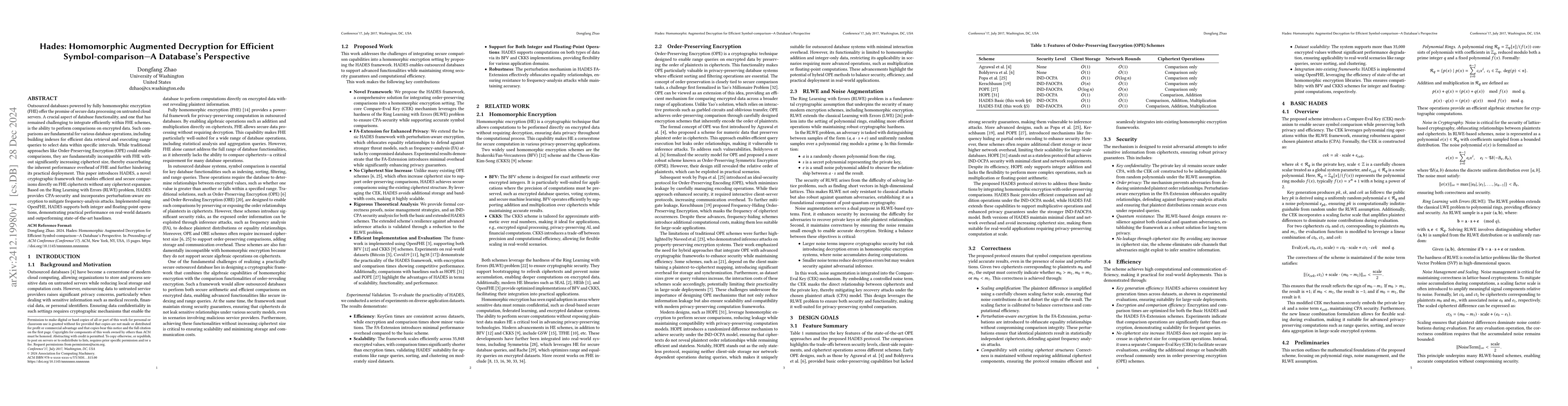 Thumbnail for Hades: Homomorphic Augmented Decryption for Efficient Symbol-comparison
  -- A Database's Perspective