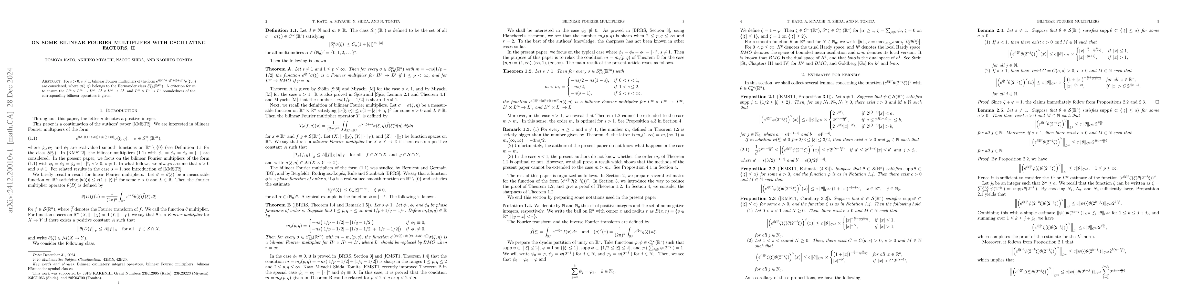 Thumbnail for On some bilinear Fourier multipliers with oscillating factors, II