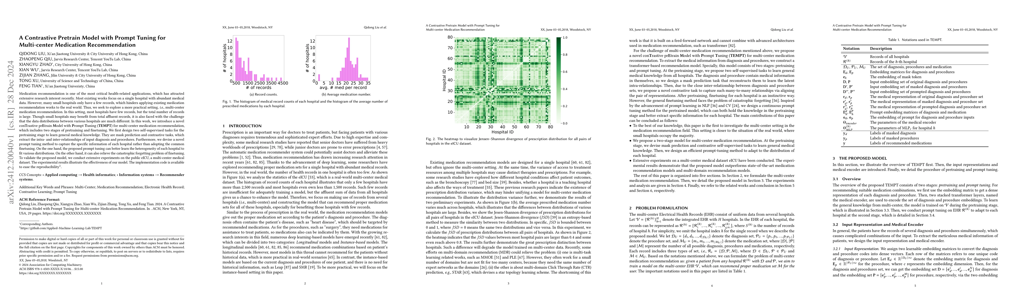 Thumbnail for A Contrastive Pretrain Model with Prompt Tuning for Multi-center
  Medication Recommendation