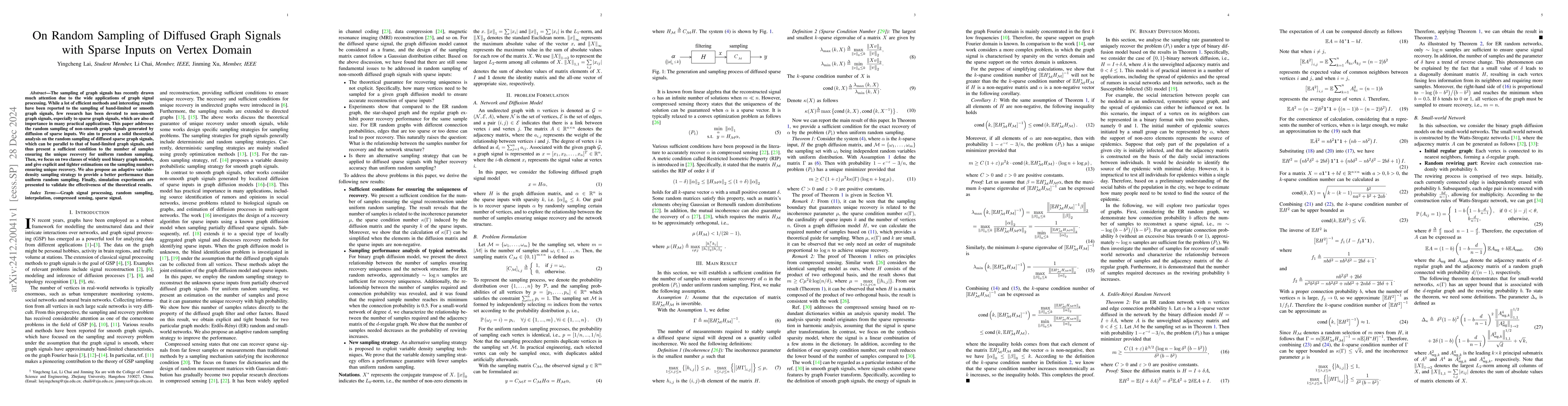 Thumbnail for On Random Sampling of Diffused Graph Signals with Sparse Inputs on
  Vertex Domain