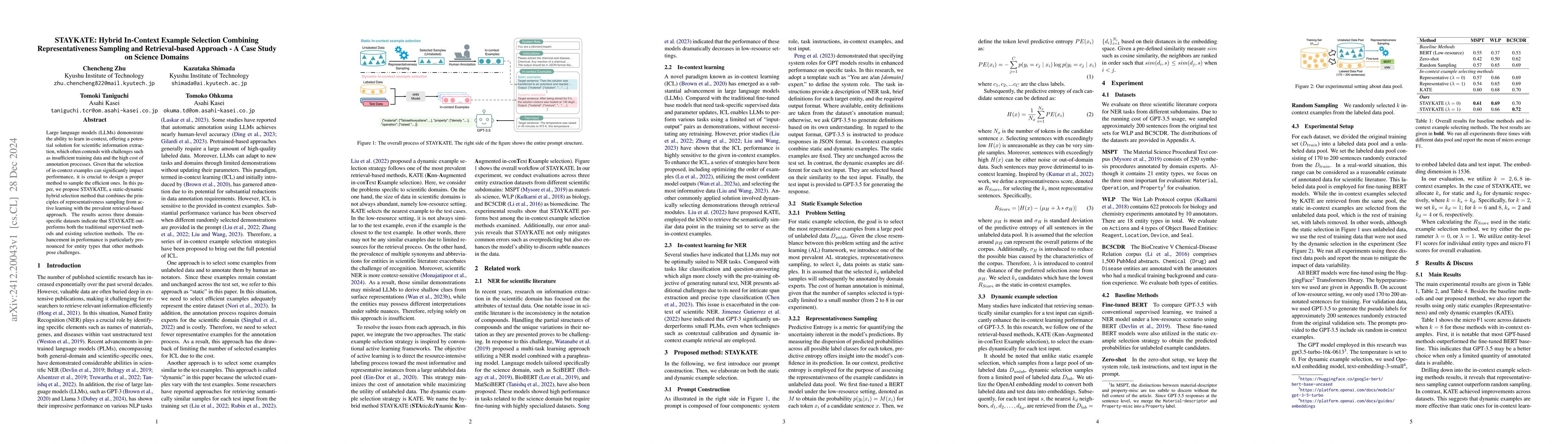 Thumbnail for STAYKATE: Hybrid In-Context Example Selection Combining
  Representativeness Sampling and Retrieval-based Approach -- A Case Study on
  Science Domains