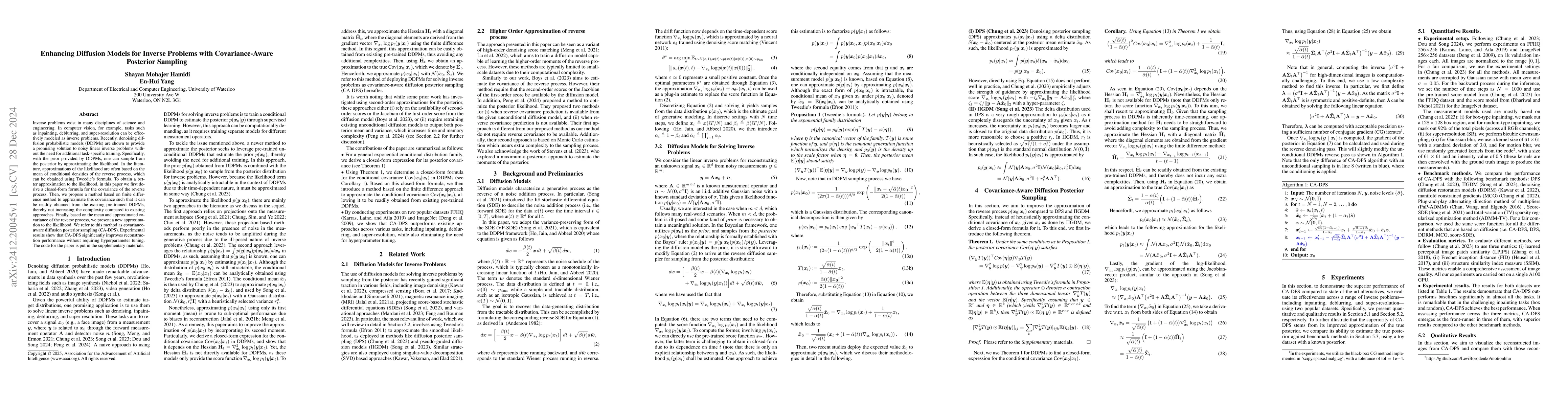 Thumbnail for Enhancing Diffusion Models for Inverse Problems with Covariance-Aware
  Posterior Sampling