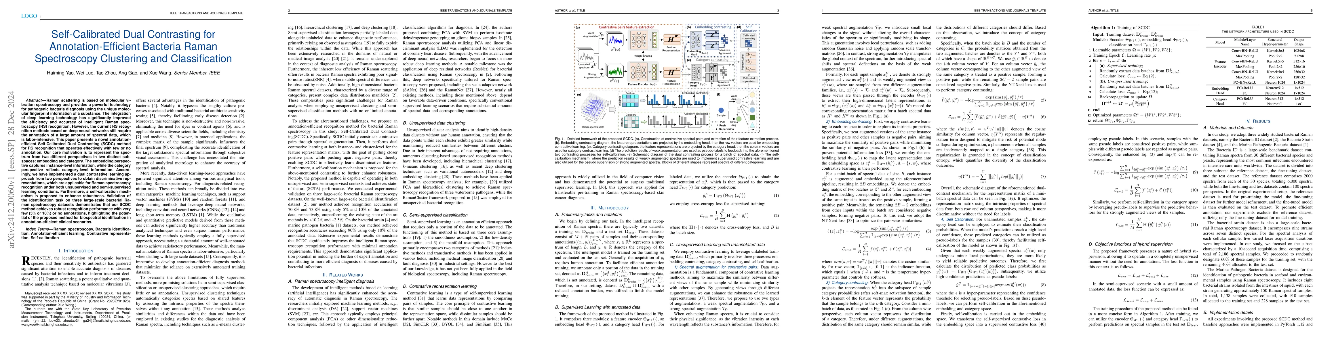 Thumbnail for Self-Calibrated Dual Contrasting for Annotation-Efficient Bacteria Raman
  Spectroscopy Clustering and Classification