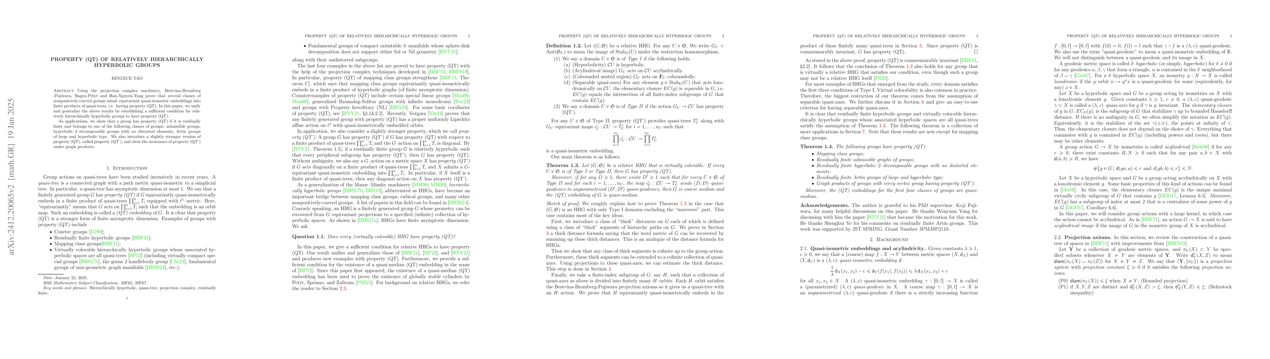 Thumbnail for Property (QT) of relatively hierarchically hyperbolic groups