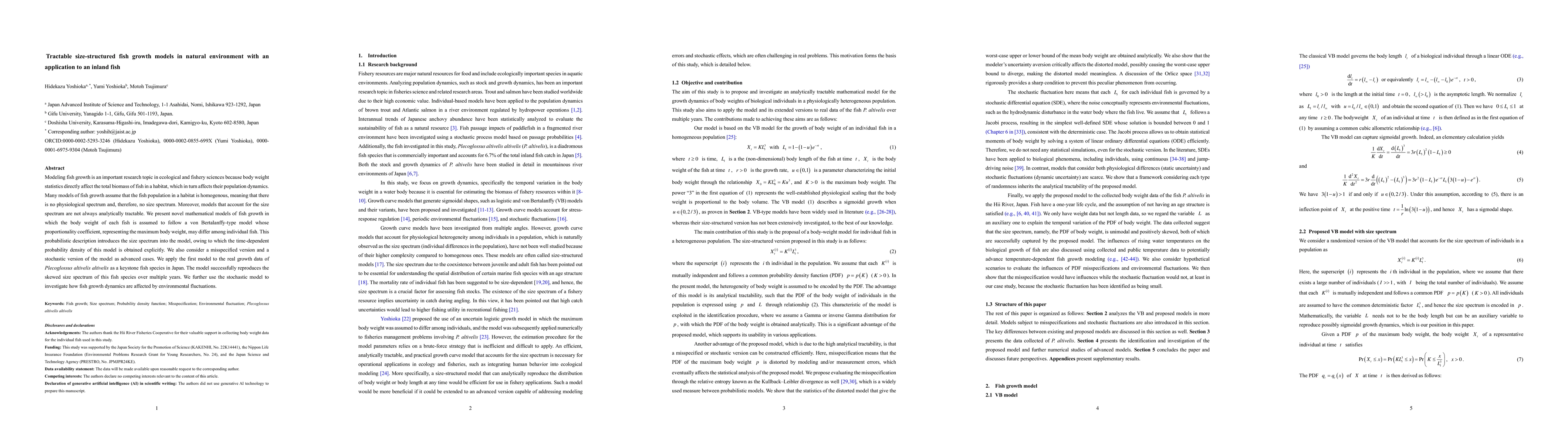 Thumbnail for Tractable size-structured fish growth models in natural environment with
  an application to an inland fish