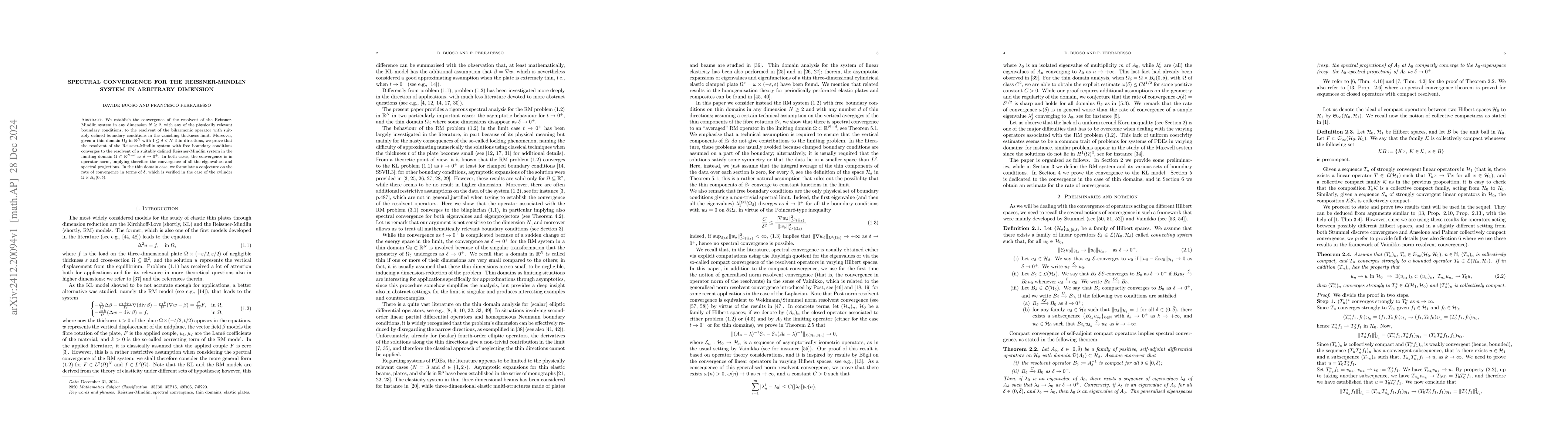 Thumbnail for Spectral convergence for the Reissner-Mindlin system in arbitrary
  dimension