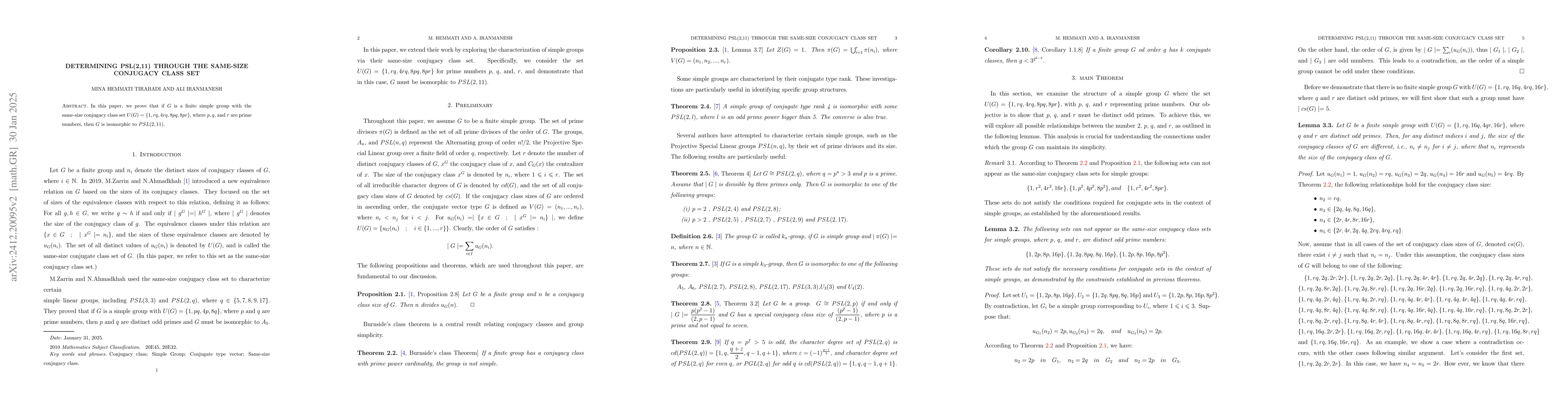 Thumbnail for Characterization of PSL(2,11) from same-size conjugacy class set under
  specific condition