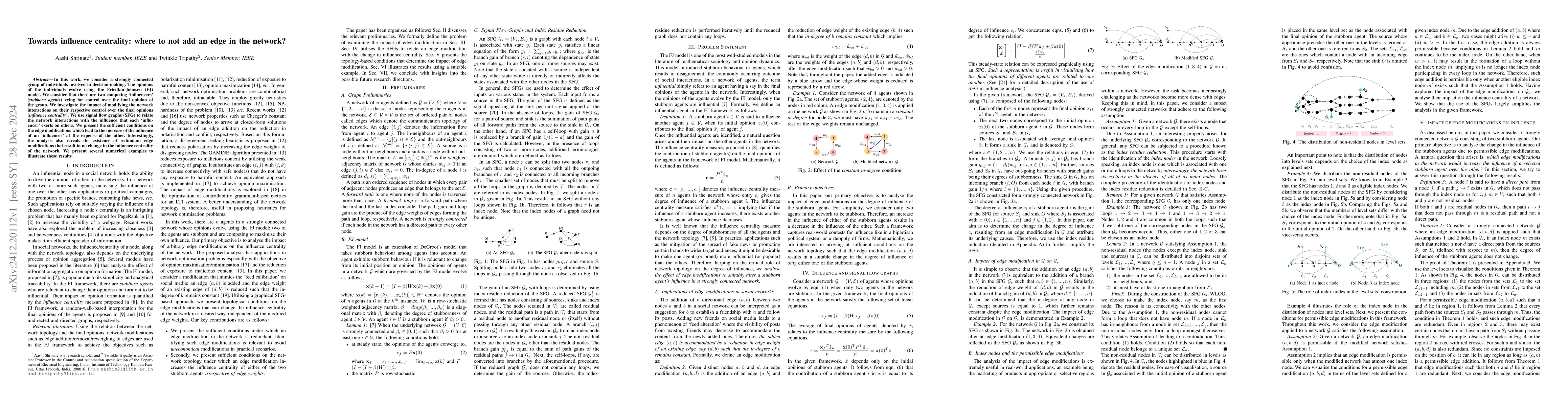 Thumbnail for Towards influence centrality: where to not add an edge in the network?