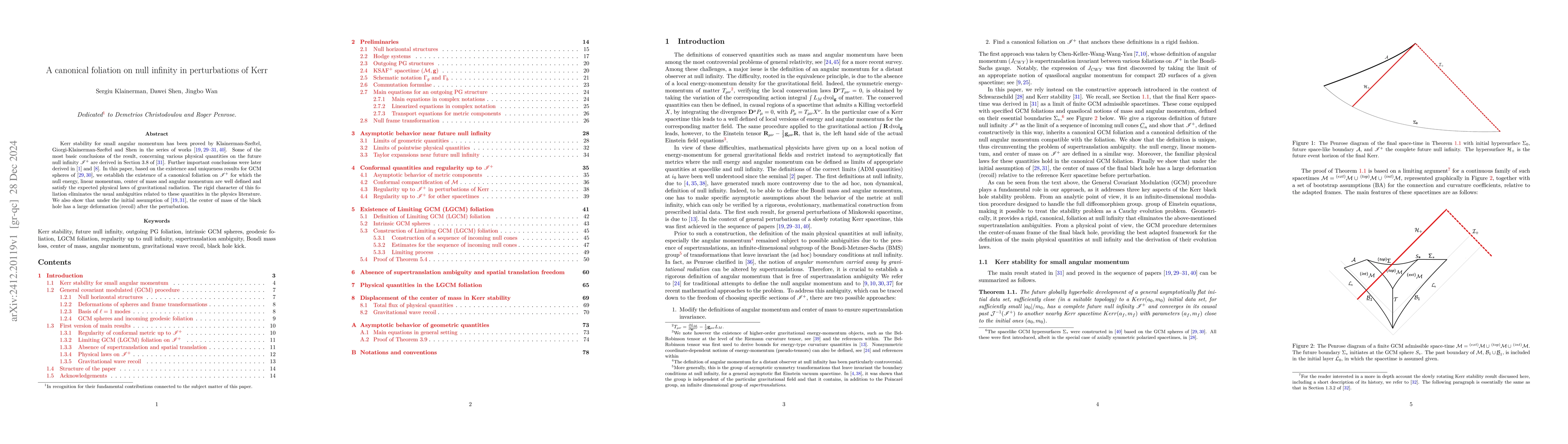 Thumbnail for A canonical foliation on null infinity in perturbations of Kerr