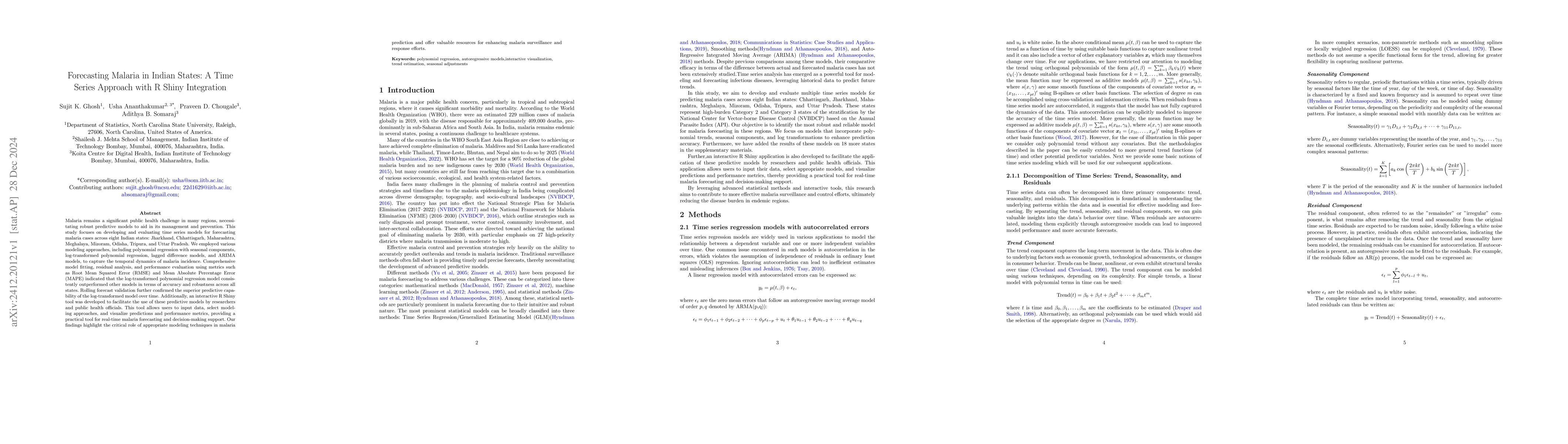 Thumbnail for Forecasting Malaria in Indian States: A Time Series Approach with R
  Shiny Integration