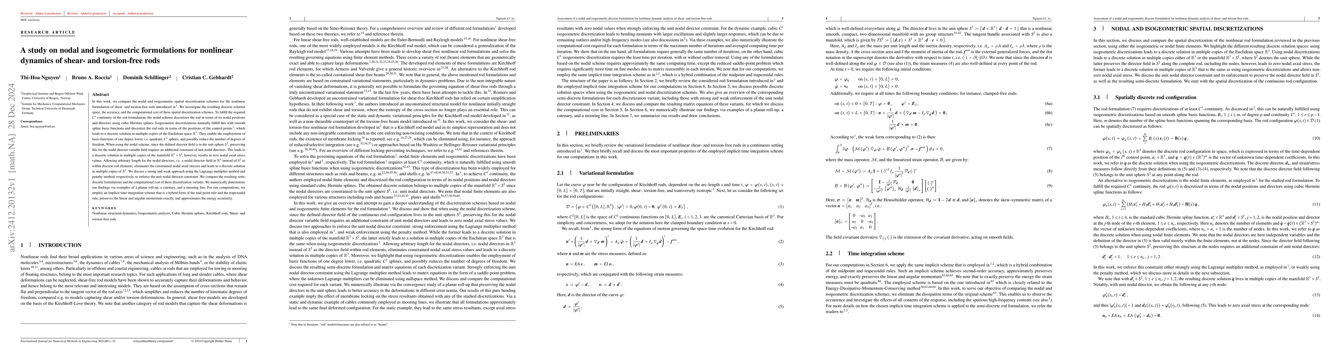 Thumbnail for A study on nodal and isogeometric formulations for nonlinear dynamics of
  shear- and torsion-free rods