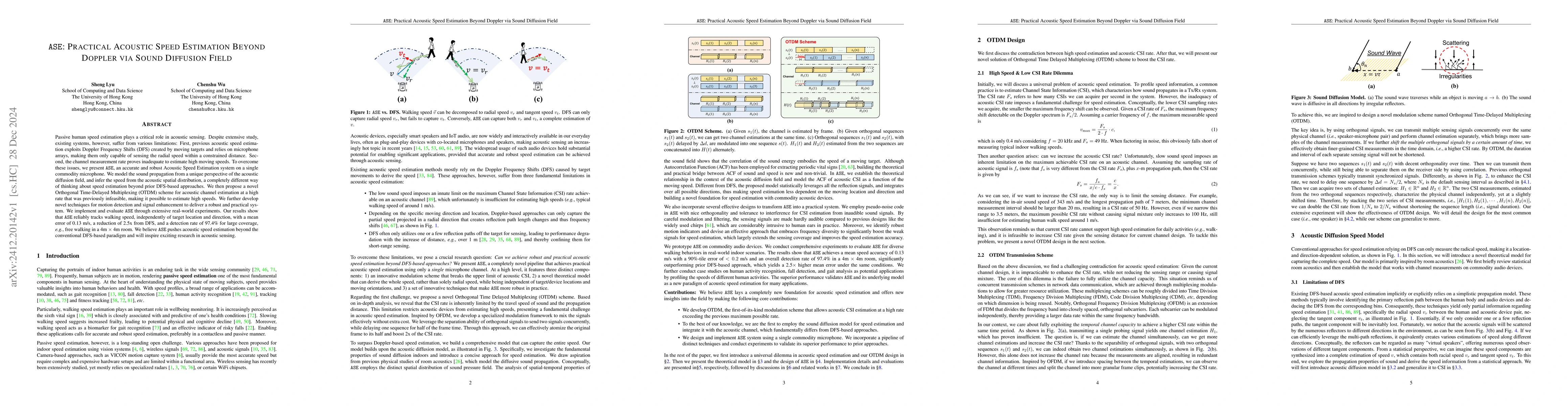 Thumbnail for ASE: Practical Acoustic Speed Estimation Beyond Doppler via Sound
  Diffusion Field