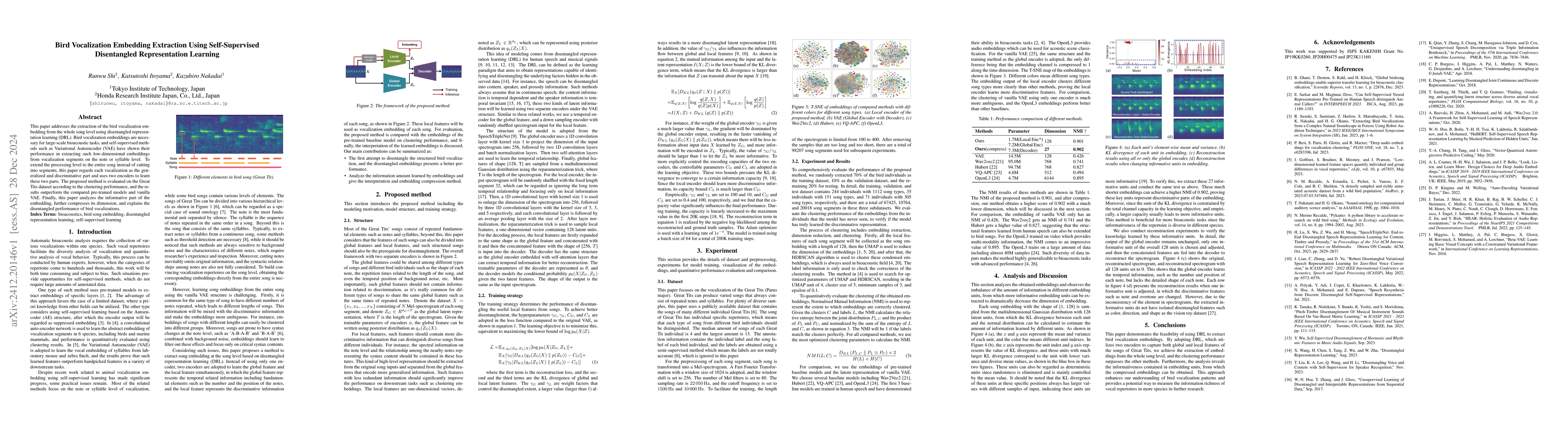 Thumbnail for Bird Vocalization Embedding Extraction Using Self-Supervised
  Disentangled Representation Learning