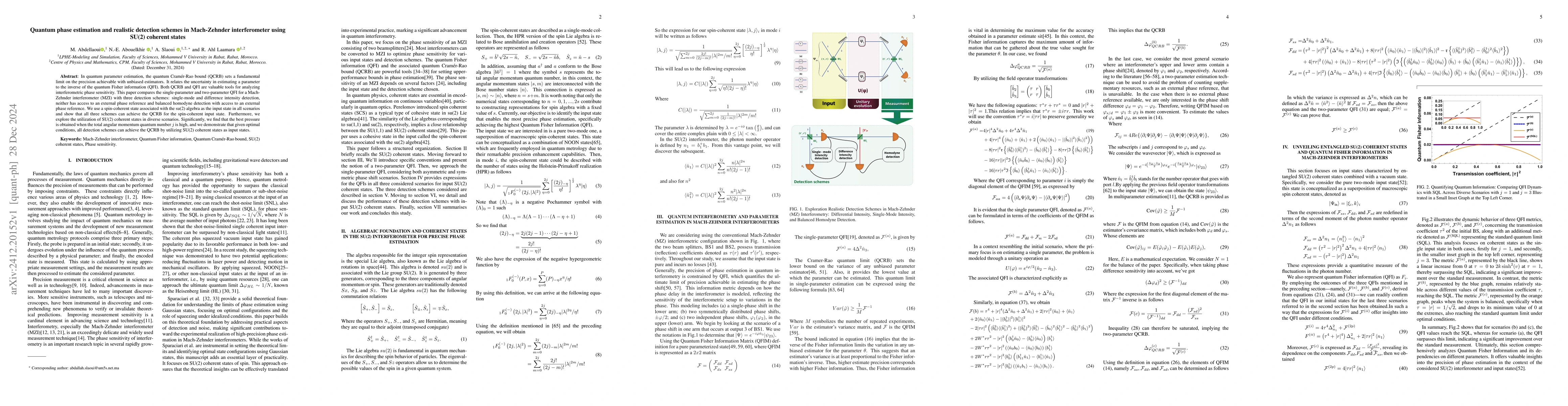 Thumbnail for Quantum phase estimation and realistic detection schemes in Mach-Zehnder
  interferometer using SU(2) coherent states