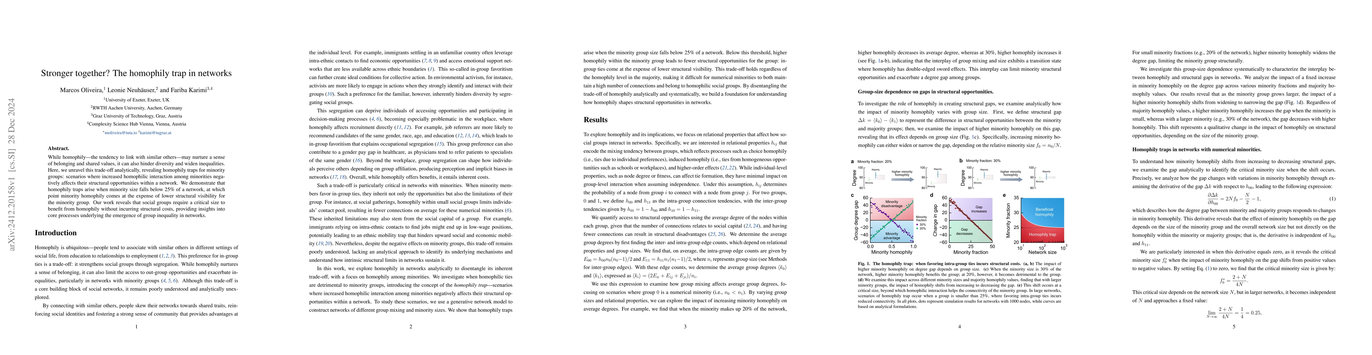 Thumbnail for Stronger together? The homophily trap in networks