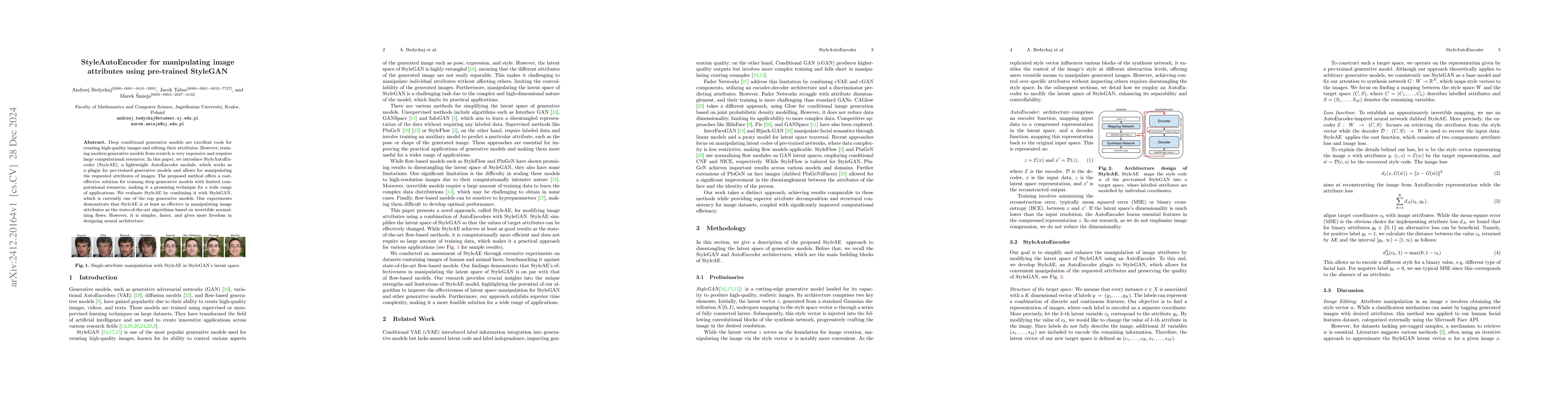 Thumbnail for StyleAutoEncoder for manipulating image attributes using pre-trained
  StyleGAN