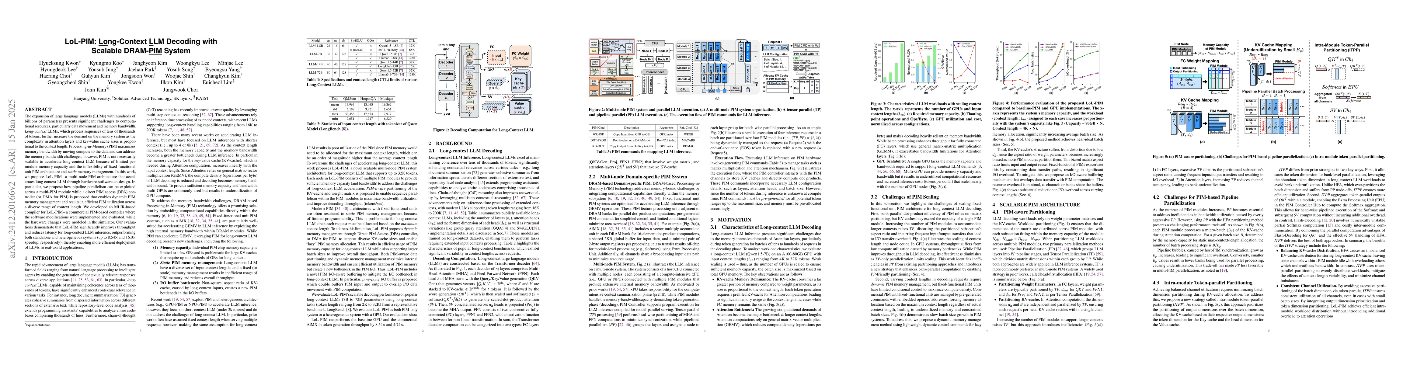 Thumbnail for LoL-PIM: Long-Context LLM Decoding with Scalable DRAM-PIM System