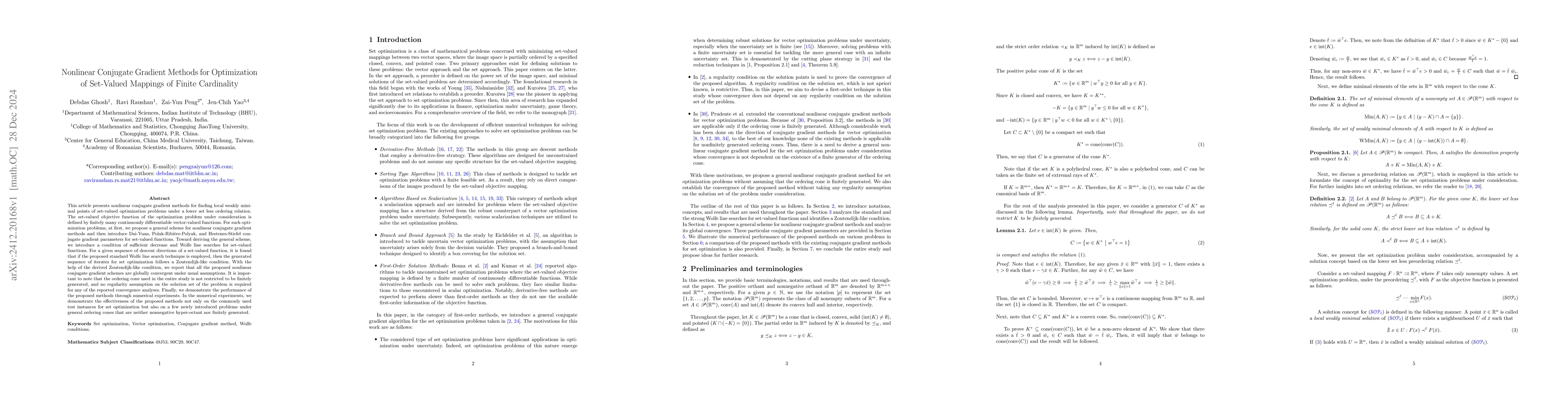 Thumbnail for Nonlinear Conjugate Gradient Methods for Optimization of Set-Valued
  Mappings of Finite Cardinality
