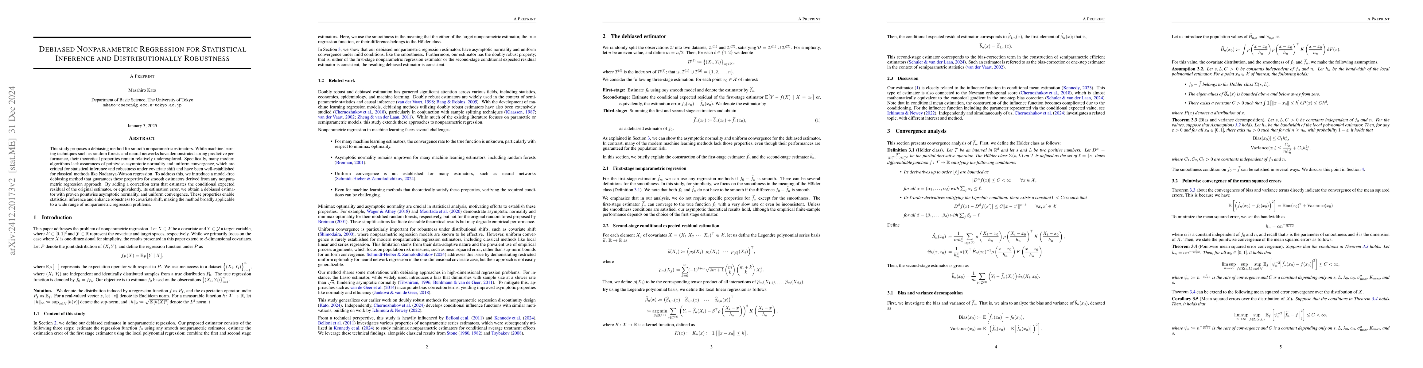Thumbnail for Debiased Nonparametric Regression for Statistical Inference and
  Distributionally Robustness