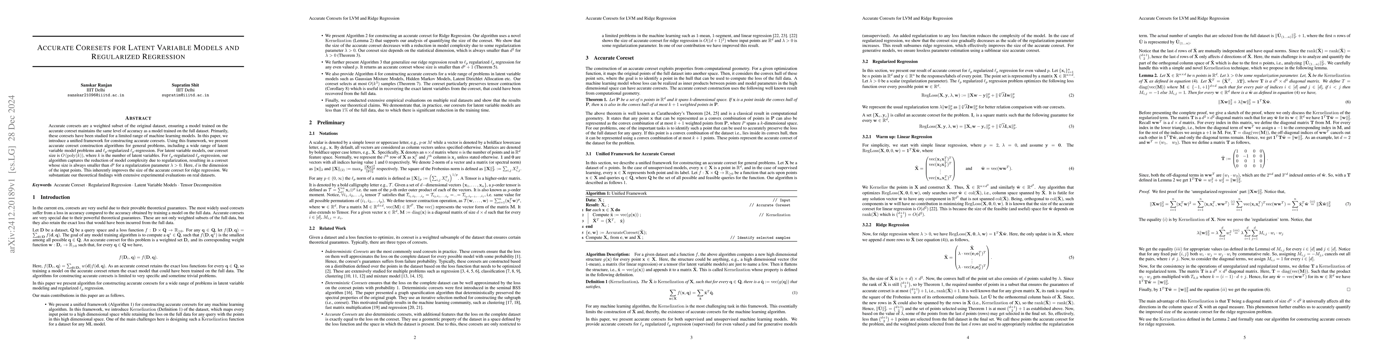 Thumbnail for Accurate Coresets for Latent Variable Models and Regularized Regression
