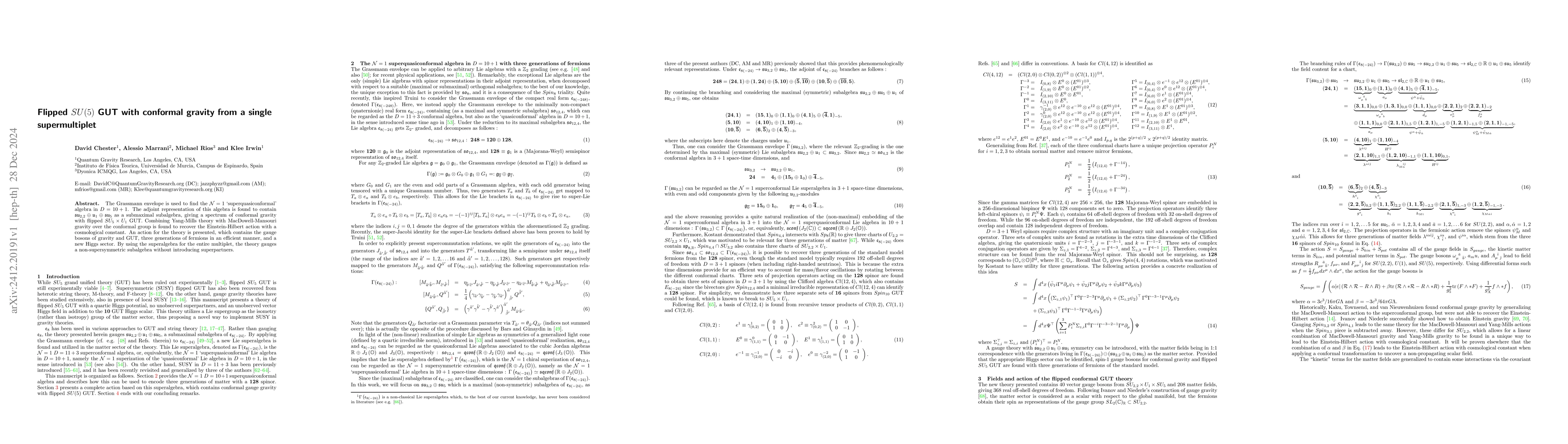 Thumbnail for Flipped $SU(5)$ GUT with conformal gravity from a single supermultiplet